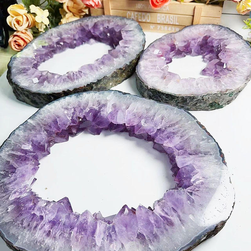 Dalles de géode d'améthyste