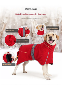 Großhandel Luxus dicken und warmen Stoff hohen Kragen und wind dichtes Design geeignet für mittlere und große Hunde Haustier Ausflug Cape Coat - Product Image 4