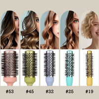 Brosse à cheveux ronde colorée à poils en nylon et corps en céramique pour séchage au sèche-cheveux, coiffage professionnel et démêlage en nid d'abeille – Meilleure vente