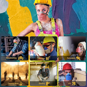 Mascarilla Respiratoria Reutilizable de Media Cara con 6 Filtros, Mascarilla Antipolvo de Silicona de Grado Alimenticio 2818 para Pintura, Limpieza y Lijado - Product Image 6