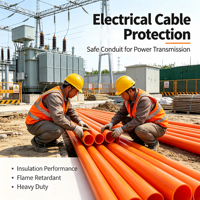 Tuyau de protection de câbles MPP flexible orange de 160 mm, résistant à la corrosion, pour un tirage facile des câbles lors de projets de protection des câbles