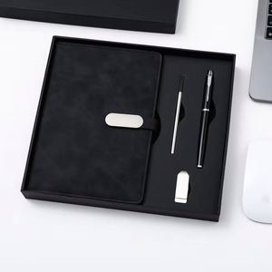 Juego de Regalo de Cuaderno A5 de Lujo, Agenda Personalizada de Cuero PU, Incluye Bolígrafo Metálico, Memoria USB y Caja - Product Image 1