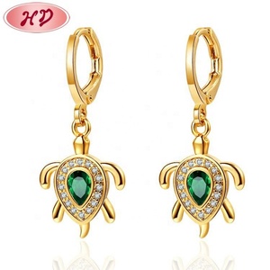 Juego de Aretes y Collar con Diseño de Tortuga, Chapado en Oro de 18K y Circonitas, para Mujer - Joyería de Boda, Venta al Por Mayor - Product Image 6