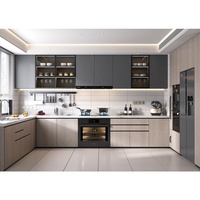 Prix d'usine Chine : Ensemble d'îlot de cuisine modulaire avec panneau mélaminé et acier inoxydable, design moderne pour appartement, avec évier intégré
