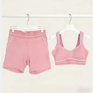 Conjunto de Shorts de Verano de <span class=keywords><strong>Spandex</strong></span> Suave y de Alta Elasticidad, Conjunto de 2 Piezas con Bordado para Realzar la Cadera, Ropa Deportiva para Yoga, Fitness y Pilates - Product Image 1