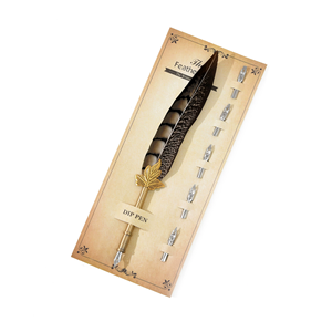 <span class=keywords><strong>Stylo</strong></span> plume <span class=keywords><strong>mont</strong></span>é sur carte de vente chaude plume créative colorée à la main avec plume remplaçable pour l'écriture scolaire - Product Image 5