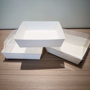 Envases desechables para sándwich con tapas transparentes, envases de papel para sushi para llevar, cajas rectangulares para pastel de rollo <span class=keywords><strong>suizo</strong></span> para postres artesanales - Product Image 2
