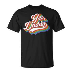 Camiseta Yes Daddy con diseño de arcoíris, regalo humorístico para el día del padre, para el nuevo papá - Product Image 1