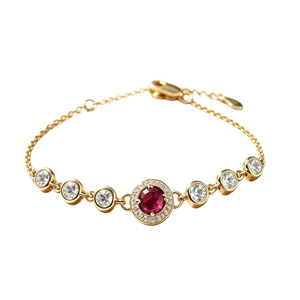 Luxury <strong>925</strong> Sterling Silver 18KGold Plated Colorful Gemstone December Birthstone Charm <strong>Braclet</strong> for Wedding - Product Image 1
