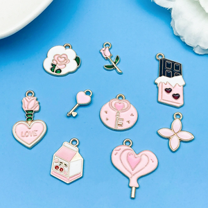 Dijes de Corazón de Amor Dulce de Esmalte de la Serie <span class=keywords><strong>Rosa</strong></span> al por Mayor para Hacer Pulseras, Collares y Pendientes - Product Image 5