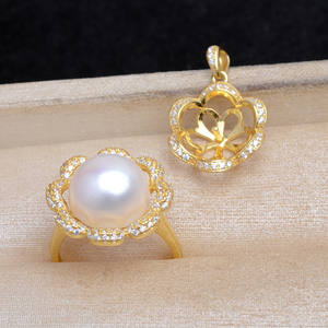 Accessoire en argent 925 pour la fabrication de bijoux JG5898, pendentif lotus, base vide 11-12 mm, base de cache-cernes 14-15 mm, anneau 3 mm, fil pour bijoux - Product Image 1