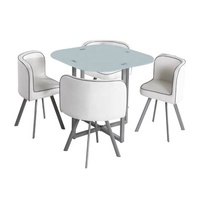 Ensemble table et chaises de salle à manger moderne, élégant, durable et confortable en verre et chrome