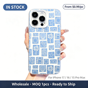Coque transparente en TPU motif bleu clair thème plage estivale, style vacances pour iPhone 17 16 15 14 13 Pro Max - Product Image 1