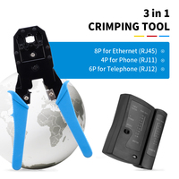 Kit d'outils de sertissage Ethernet RJ45, pince à sertir Cat5, dénudeur de fils, avec testeur de câble réseau