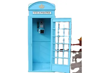 Ретро Европейский уличный телефонная будка модель Винтаж Англия телефон статуя Античная Prop Главная Магазин Бар Свадебный декор 3 вида цветов