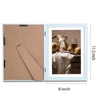 Cadre photo en bois MDF 8*11,5 pouces bleu, multifonctionnel, avec couvercle rabattable, pour l'affichage d'art des enfants, à poser sur table ou à accrocher au mur