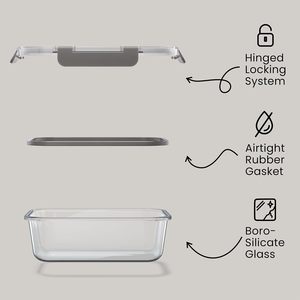 8個入りガラス製食品保存容器（蓋付き）、漏れ防止ロック付き電子レンジ・オーブン対応の密閉弁当箱 - Product Image 3