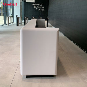 Comptoirs d'accueil et de service en pierre artificielle blanc glacier pour bureaux d'entreprise, gymnases scolaires et studios - Product Image 2