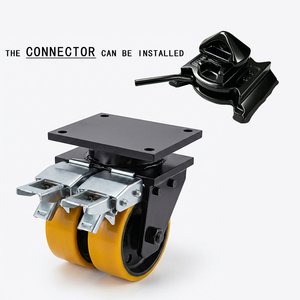 Ruedas Giratorias Dobles de Alta Resistencia VIMA de 8 Pulgadas, de Hierro y Acero con Recubrimiento de PU, Capacidad de 5000 kg, con Freno, para Contenedores de Envío - Product Image 2