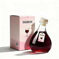 Vente en gros de bouteilles de vin en verre en forme de goutte d'eau de 50 ml, bouteilles de spiritueux en verre vides avec bouchon en bois pour les boissons