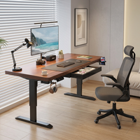 Bureau électrique réglable en hauteur à moteur unique 1400*700mm avec plateau de 25mm, bureau d'ordinateur à domicile, bureau d'étude et de travail avec tiroir