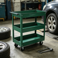 Chariot à outils d'atelier mécanique à trois niveaux avec roues, boîte à outils, établi de garage, support, accessoire pour outils de véhicule