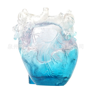Portalápices de resina en forma de corazón, decoración creativa transparente azul para escritorio, regalo para el hogar y la oficina - Product Image 1