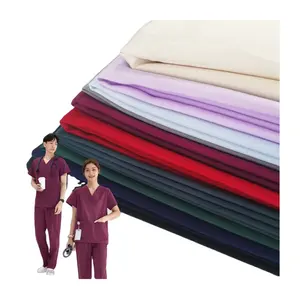 Manufacture nurse uniform fabric twill TR 4 way stretch scrubs fabric for medical uniform