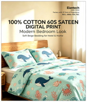 Ensemble de literie en coton imprimé numérique en gros, drap et housse de couette personnalisés en coton à fibres longues 60S