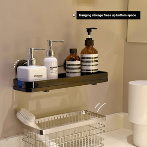 Estante de almacenamiento de baño con ventosa-un estante de almacenamiento de baño montado en la pared <span class=keywords><strong>sin</strong></span> <span class=keywords><strong>agujeros</strong></span> de perforación - Product Image 6