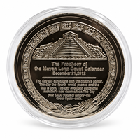 Pièce de monnaie prophétique du calendrier maya 2026, relief 3D, plaqué or et argent, en fer, 2 couleurs, avec boîte de présentation