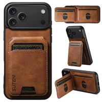 Étui de protection antichoc en cuir PU avec béquille pour iPhone 17 Air, 16 Pro Max, 14, 15 – Idéal pour usage professionnel