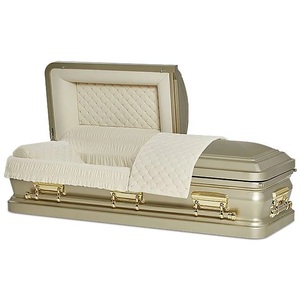 Ataúdes Americanos de Metal Pintado en Blanco, Acero de Calibre 18, Accesorios Funerarios <span class=keywords><strong>Pieta</strong></span>, Esquina de Ataúd con la Última Cena, Interior de Terciopelo - Product Image 3