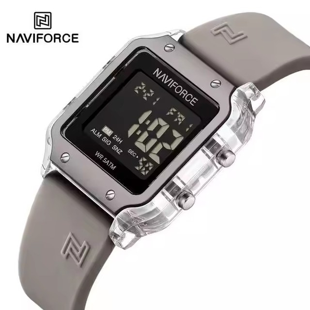 Naviforce 6105 NF6105 Fashion Multifunction Time Calendar Week Display Silicone Strap Waterproof Ladies Digital Watch for Women