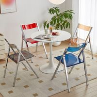 Table et chaises de restaurant, chaise pliante épaissie avec dossier, style moderne et minimaliste, transparente, pour salon de thé et café
