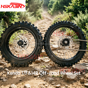 Nouvel ensemble de roues tubeless tout-terrain Kenda 17/14 pouces pour moto et dirt bike 70/100-17 90/100-14 noir avec pignon de rotor - Product Image 4