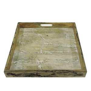 Plateau de service pour le petit-déjeuner en bois et en fer rectangulaire durable personnalisé en gros plateau décoratif en bois de forme rectangulaire - Product Image 6