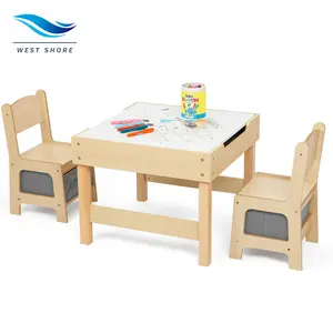 Children Furniture Kids Study Table Chair School Furniture Supplies Wooden Study Table for Kids Dinning Table Set