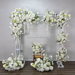New Outdoor <b>Wedding</b> Backdrop <b>Decorations</b> Premium White pink Greenery Aisle Row Fake Silk Flower <b>Wedding</b> Table Runners - Product Image 1