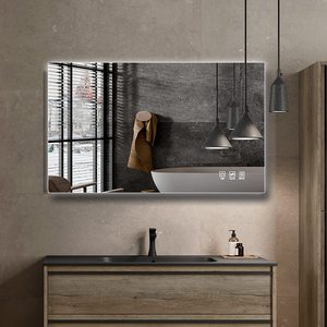 <span class=keywords><strong>Miroir</strong></span> mural intelligent rectangulaire anti-buée avec capteur de lumière LED et design moderne pour appartements - Product Image 4