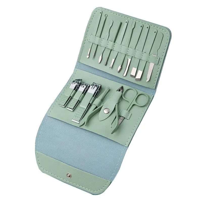 16 Pcs Manicure Set Professional Nail Clippers Pedicure Kit Stainless Steel Nail Care Tools Grooming Kit with Leather Case