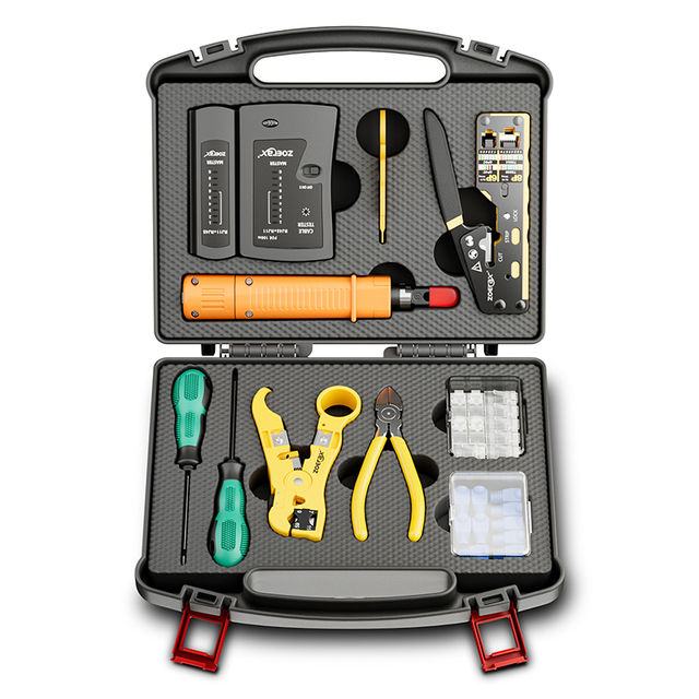 ZOERAX Rj45 Network Too Kit M9 Cat5 Cat6 Cat6e Cat5a Tool Kits for Crimping Striping Cutter Test Tool Sets