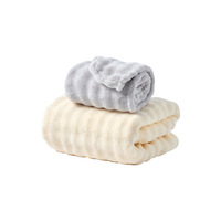 Prise en charge du dropshipping et de l'étiquetage, Ensemble serviette de bain et bonnet de séchage pour cheveux en polaire bulle et polaire corail, Épaissi et super absorbant