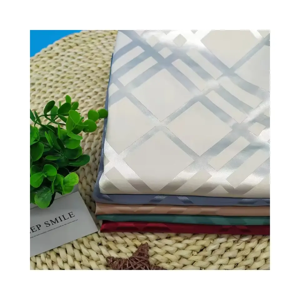 Wholesale Polyester spandex Satin Elastic Twill Stripe Jacquard Fabric Custom Printed for Pajama Shirts