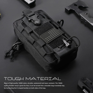 Nylon Waist Phone Bag With Water Bottle Pouch Adjustable Band Outdoor Sports Black - Product Image 3