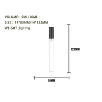 Flacon de parfum en verre transparent fin avec logo personnalisé, bouchon noir, plusieurs tailles, vide, rechargeable, mini flacon de parfum