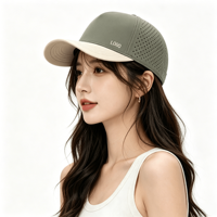 Casquette de performance bicolore perforée au laser à séchage rapide, logo brodé personnalisé, OEM ODM, vente en gros, pour activités de plein air, golf, baseball