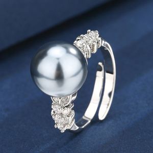 Fashion Jewelry Eco-friendly Copper Gold Plated Women's 12mm Shell Pearl Minimalist Band <b>Rings</b> for Feminine Daily Elegant - Product Image 4