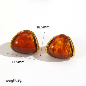 Resin Stud <b>Earrings</b> Geometric Shape Bezel Setting Stainless Steel Ear <b>Posts</b> Multiple Colors Fashion Jewelry - Product Image 5