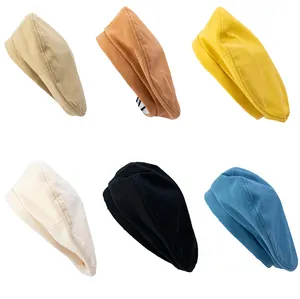Großhandel benutzer definierte Designer Hut beige gelb Frauen Paris Baumwolle Baskenmütze Hut modische billige neue Winter kalte Kappe für Mädchen